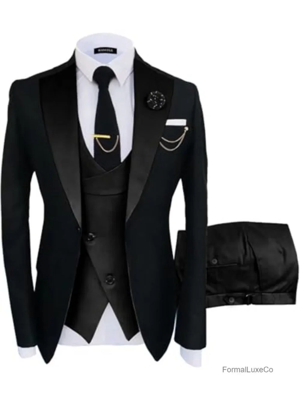 Men's 3 Piece Slim Fit Suit Set - Wedding Tuxedo Double Breasted Blazer Vest